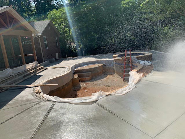 concrete poured for pool decking